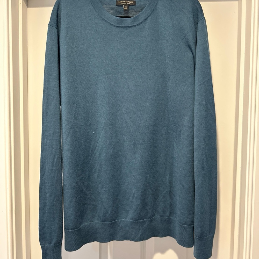 Banana Republic Men's Teal Crewneck Sweater